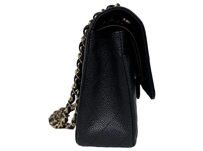 Timeless Chanel Classic Double Flap Medium Schwarz Kaviarleder - Ansicht 2