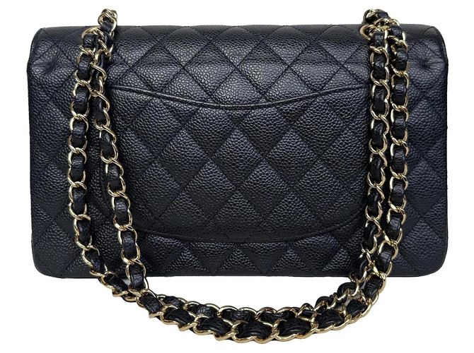 Timeless Chanel Classic Double Flap Medium Schwarz Kaviarleder - Ansicht 3