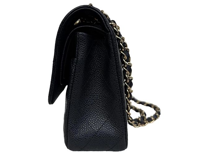 Timeless Chanel Classic Double Flap Medium Schwarz Kaviarleder - Ansicht 5