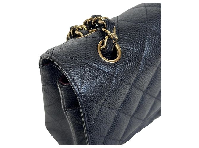Timeless Chanel Classic Double Flap Medium Schwarz Kaviarleder - Ansicht 7
