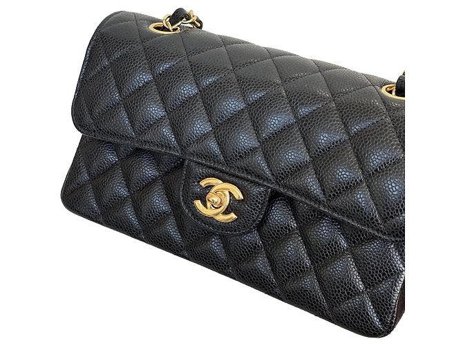 Timeless Chanel Classic Double Flap Small Schwarz Caviar Leder - Ansicht 7