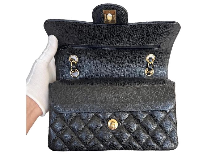 Timeless Chanel Classic Double Flap Small Schwarz Caviar Leder - Ansicht 8