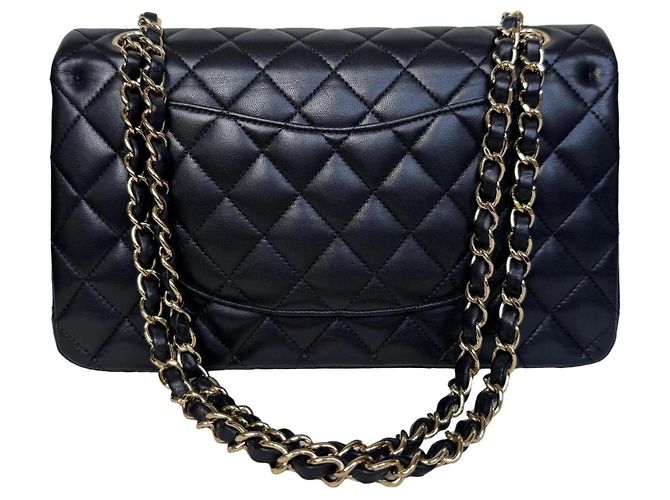 Timeless Mala Chanel Classic Double Flap Medium Pele de Cordeiro Preta - vista 5