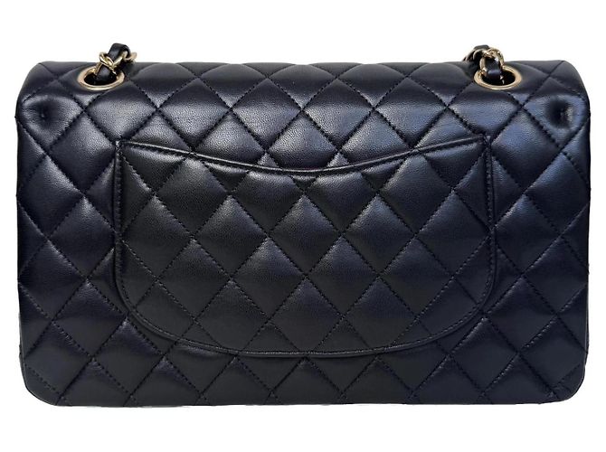 Timeless Mala Chanel Classic Double Flap Medium Pele de Cordeiro Preta - vista 6