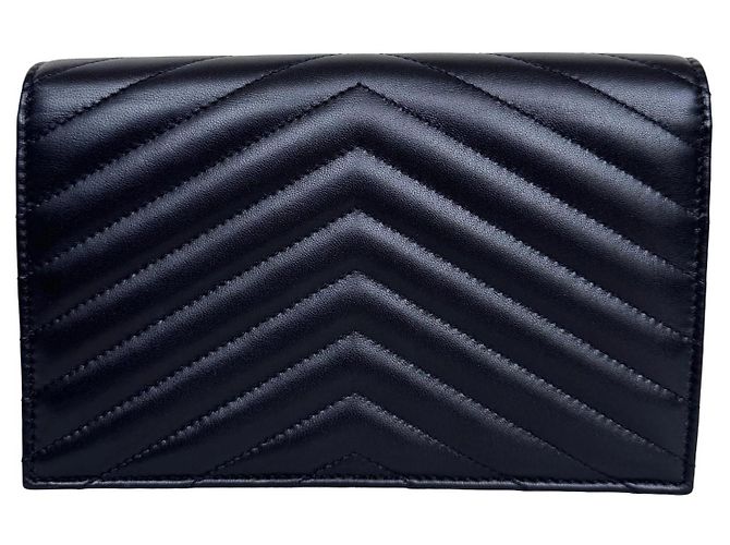 Autre Marque Saint Laurent Bolso Cartera Cassandre Envelope con Cadena Negro - vista 14