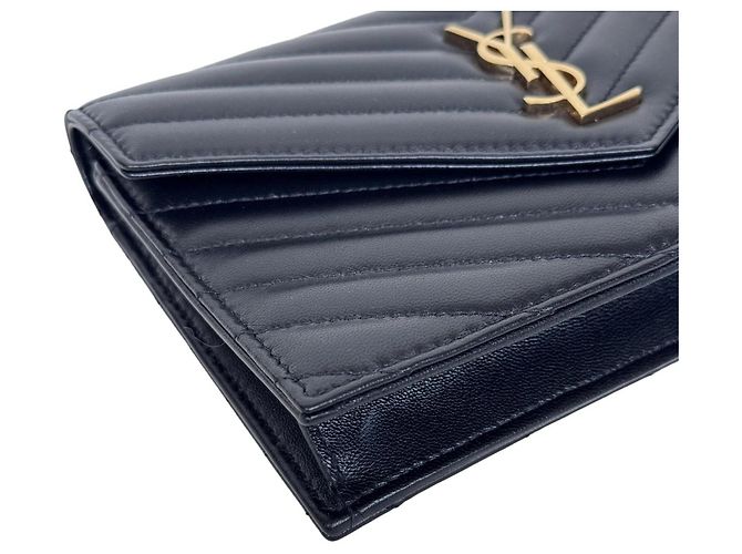 Autre Marque Saint Laurent Bolso Cartera Cassandre Envelope con Cadena Negro - vista 3