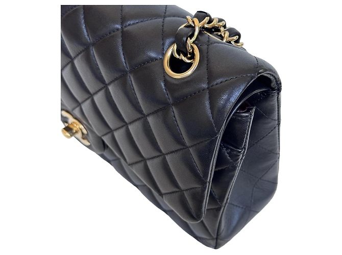 Timeless Chanel Classic Double Flap Medium Schwarz Lammleder - Ansicht 7