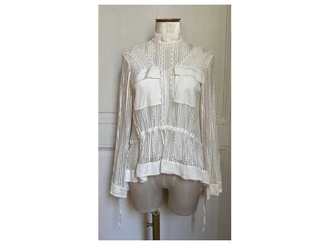 Chloé Chloe Set aus Spitzenbluse und Seiden-Camisole Aus weiß - Ansicht 4