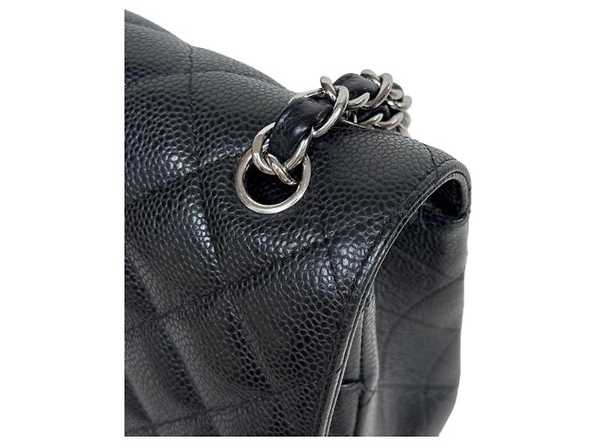 Timeless Borsa Chanel Classic Double Flap Jumbo Pelle d'Agnello Nera - vista 10