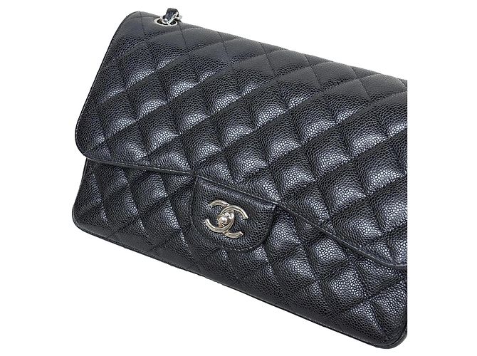 Timeless Borsa Chanel Classic Double Flap Jumbo Pelle d'Agnello Nera - vista 2