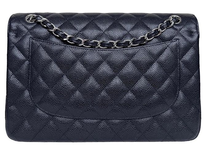 Timeless Borsa Chanel Classic Double Flap Jumbo Pelle d'Agnello Nera - vista 5