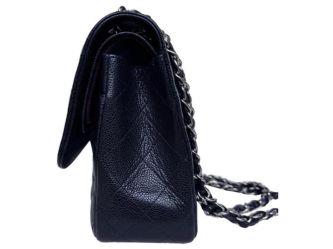 Timeless Borsa Chanel Classic Double Flap Jumbo Pelle d'Agnello Nera - vista 7