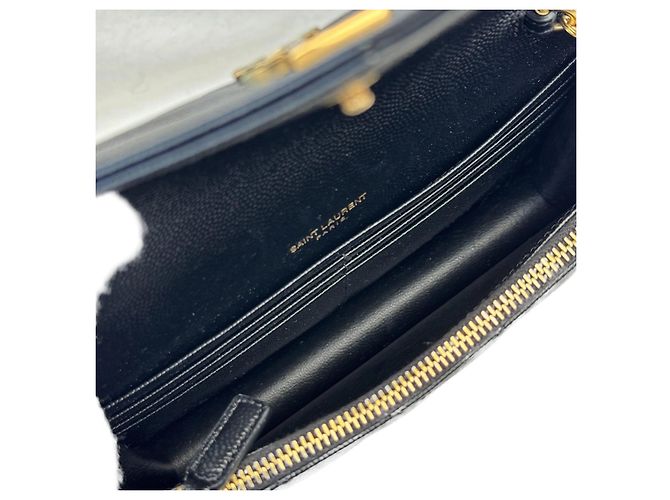 Autre Marque Saint Laurent Carteira Cassandre Envelope com Corrente Preta - vista 2