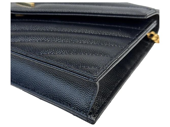 Autre Marque Saint Laurent Carteira Cassandre Envelope com Corrente Preta - vista 4