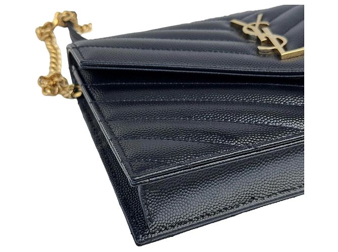 Autre Marque Saint Laurent Carteira Cassandre Envelope com Corrente Preta - vista 5