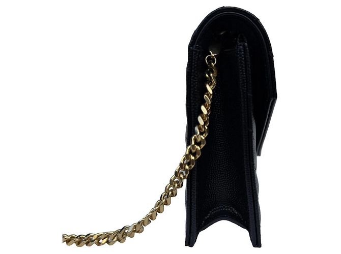 Autre Marque Saint Laurent Carteira Cassandre Envelope com Corrente Preta - vista 9