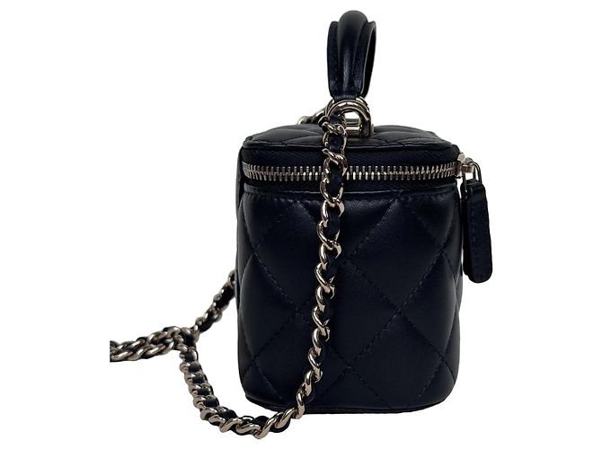 Chanel Mini Vanity Handtasche Schwarz Steppleder - Ansicht 2