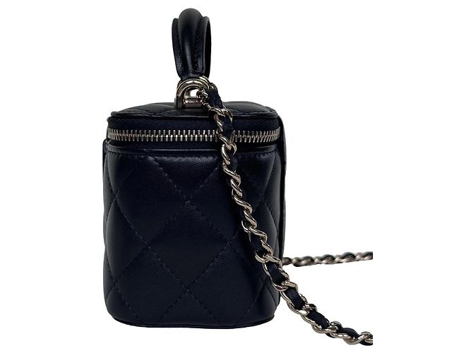 Chanel Mini Vanity Handtasche Schwarz Steppleder - Ansicht 4