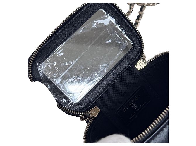 Chanel Mini Vanity Handtasche Schwarz Steppleder - Ansicht 9