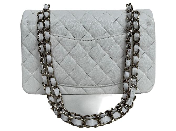 Timeless Bolsa Chanel Classic Double Flap Small Couro Caviar Branco - vista 4