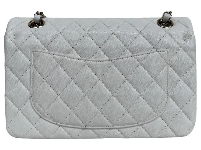 Timeless Bolsa Chanel Classic Double Flap Small Couro Caviar Branco - vista 5