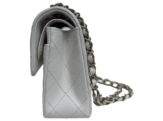 Timeless Bolsa Chanel Classic Double Flap Small Couro Caviar Branco - vista 6