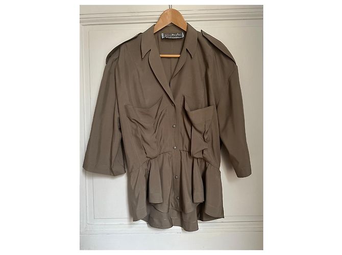 Blusa/Chaqueta Thierry Mugler de seda beige - vista 12