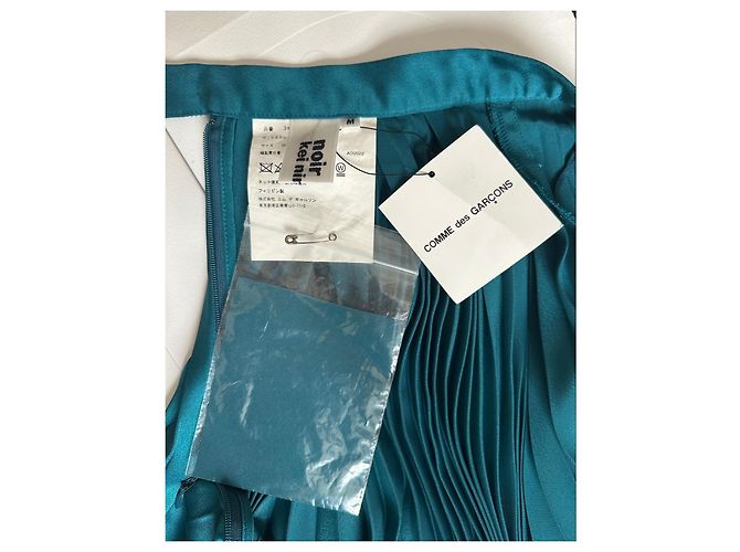 Comme Des Garcons Plissierter langer Rock in Petrolblau - Ansicht 2