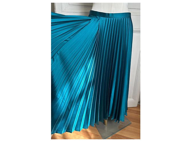 Comme Des Garcons Plissierter langer Rock in Petrolblau - Ansicht 4