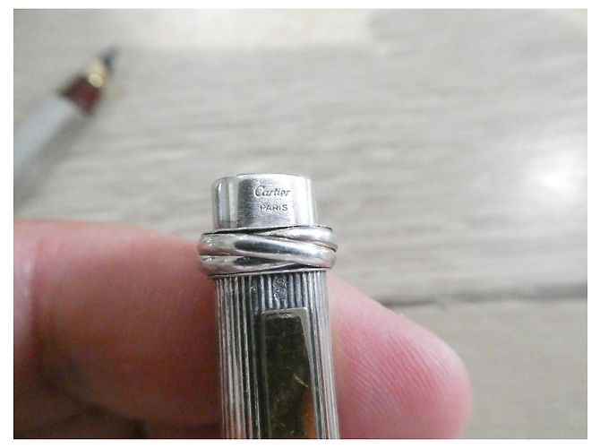 Stylo plume Cartier en argent massif Doré Bordeaux Bijouterie argentée - vue 2