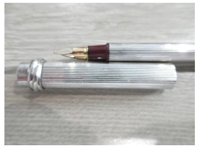 Stylo plume Cartier en argent massif Doré Bordeaux Bijouterie argentée - vue 3