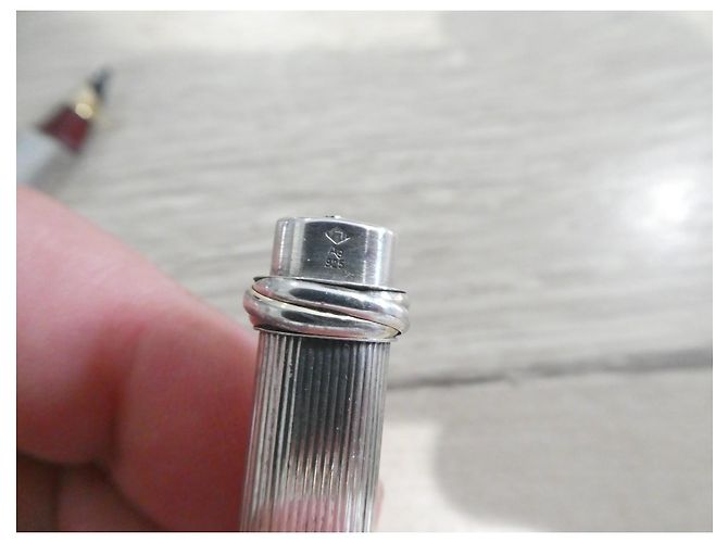 Stylo plume Cartier en argent massif Doré Bordeaux Bijouterie argentée - vue 9