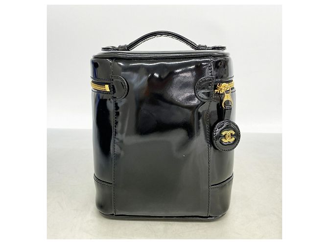 Borsa Vanity Chanel in pelle verniciata nera Nero - vista 11