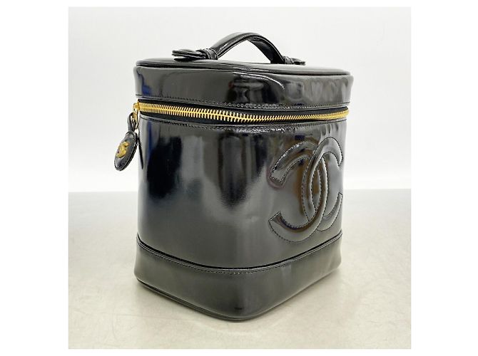 Borsa Vanity Chanel in pelle verniciata nera Nero - vista 2