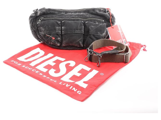 Bolsa tiracolo Diesel Multi-Pkts Multipocket em denim lavado, Cinza - vista 14