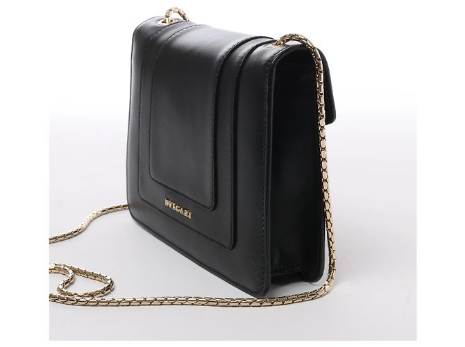 Bulgari Borsa a tracolla con catena in pelle Bvlgari Serpenti Forever in Black - vista 3