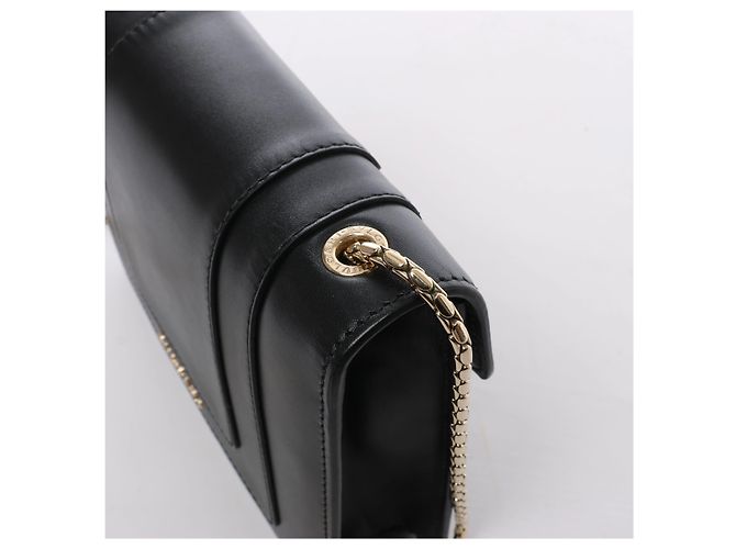 Bulgari Borsa a tracolla con catena in pelle Bvlgari Serpenti Forever in Black - vista 4