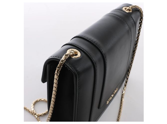Bulgari Borsa a tracolla con catena in pelle Bvlgari Serpenti Forever in Black - vista 6
