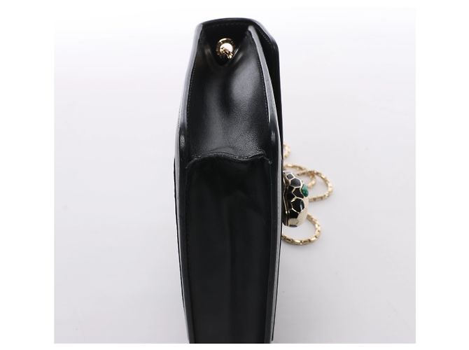 Bulgari Borsa a tracolla con catena in pelle Bvlgari Serpenti Forever in Black - vista 8