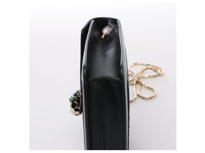 Bulgari Borsa a tracolla con catena in pelle Bvlgari Serpenti Forever in Black - vista 9