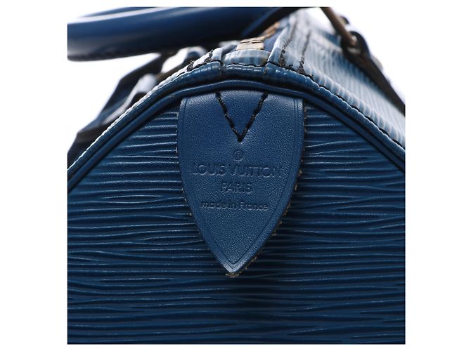 Borsa a mano Louis Vuitton Speedy 25 in pelle Epi Blu M43015 - vista 10