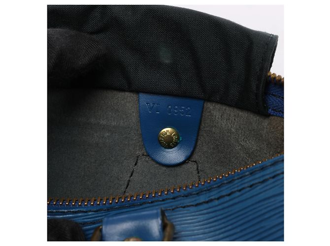 Borsa a mano Louis Vuitton Speedy 25 in pelle Epi Blu M43015 - vista 12