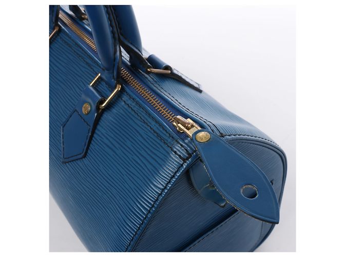 Borsa a mano Louis Vuitton Speedy 25 in pelle Epi Blu M43015 - vista 4