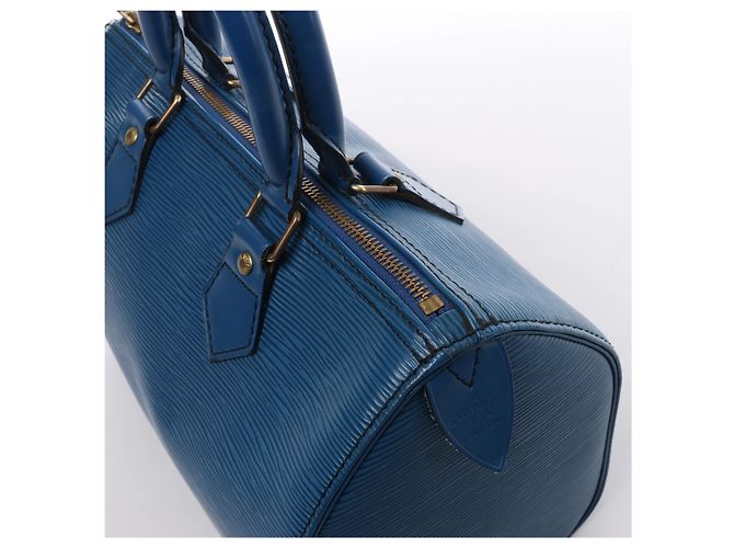 Borsa a mano Louis Vuitton Speedy 25 in pelle Epi Blu M43015 - vista 5