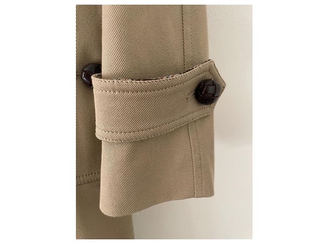 Saint Laurent Beiger Baumwoll-Trenchcoat mit kariertem Wollfutter - Ansicht 5