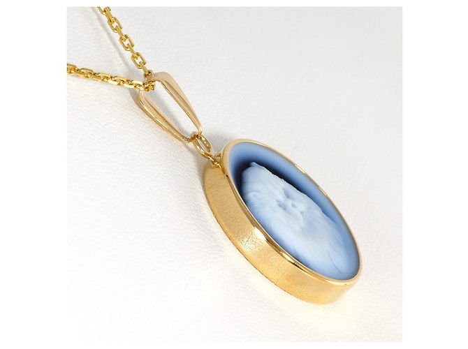 Autre Marque Collar de oro amarillo 18K con camafeo de piedra - vista 2