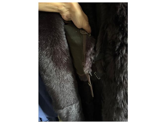 Ventcouvert Cappotto lungo in pelle di agnello e visone Marrone - vista 5