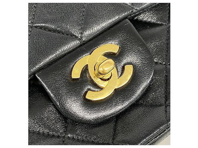 Borsa a tracolla Chanel Matelassé in pelle di agnello nera - vista 11
