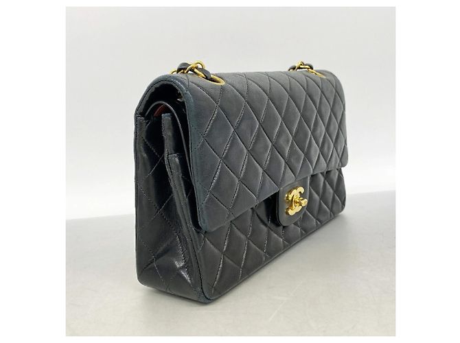 Borsa a tracolla Chanel Matelassé in pelle di agnello nera - vista 2