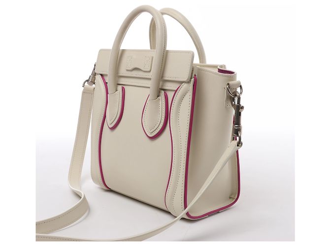 Céline Borsa a mano 2Way Celine Luggage Nano in pelle Beige x Purple - vista 3